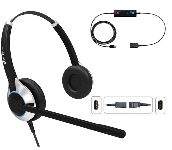 TruVoice HD-550 Double Ear Noise Canceling Headset Including USB-C Adapter Cable