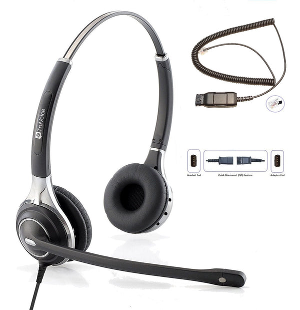 TruVoice HD-750 Double Ear Noise Canceling Headset Including QD Cable for Avaya IP Phones