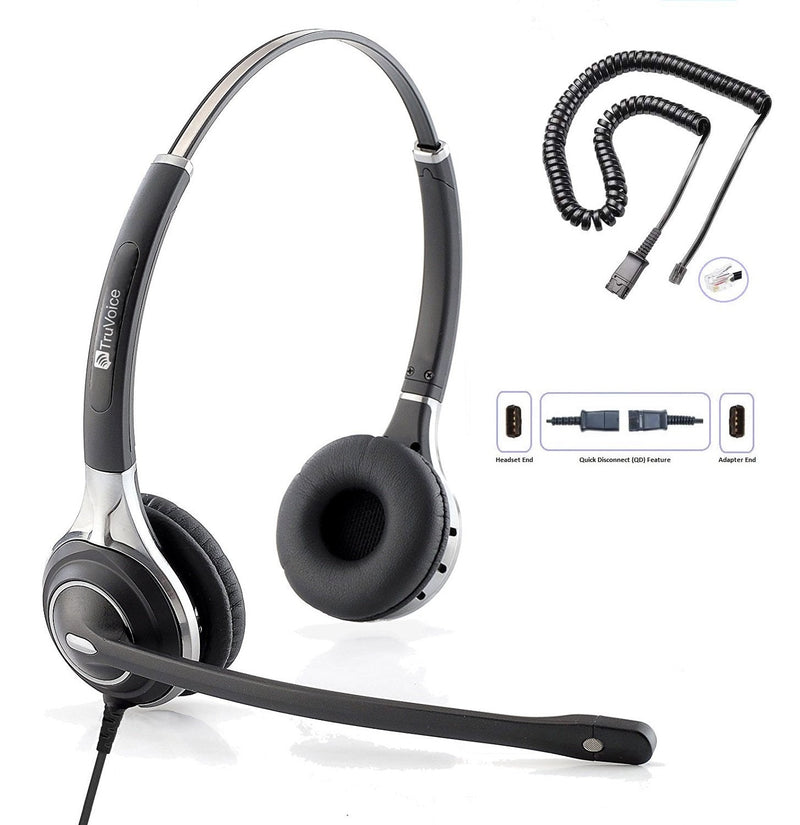 TruVoice HD-750 Double Ear Noise Canceling Headset Including QD Cable for Mitel Phones