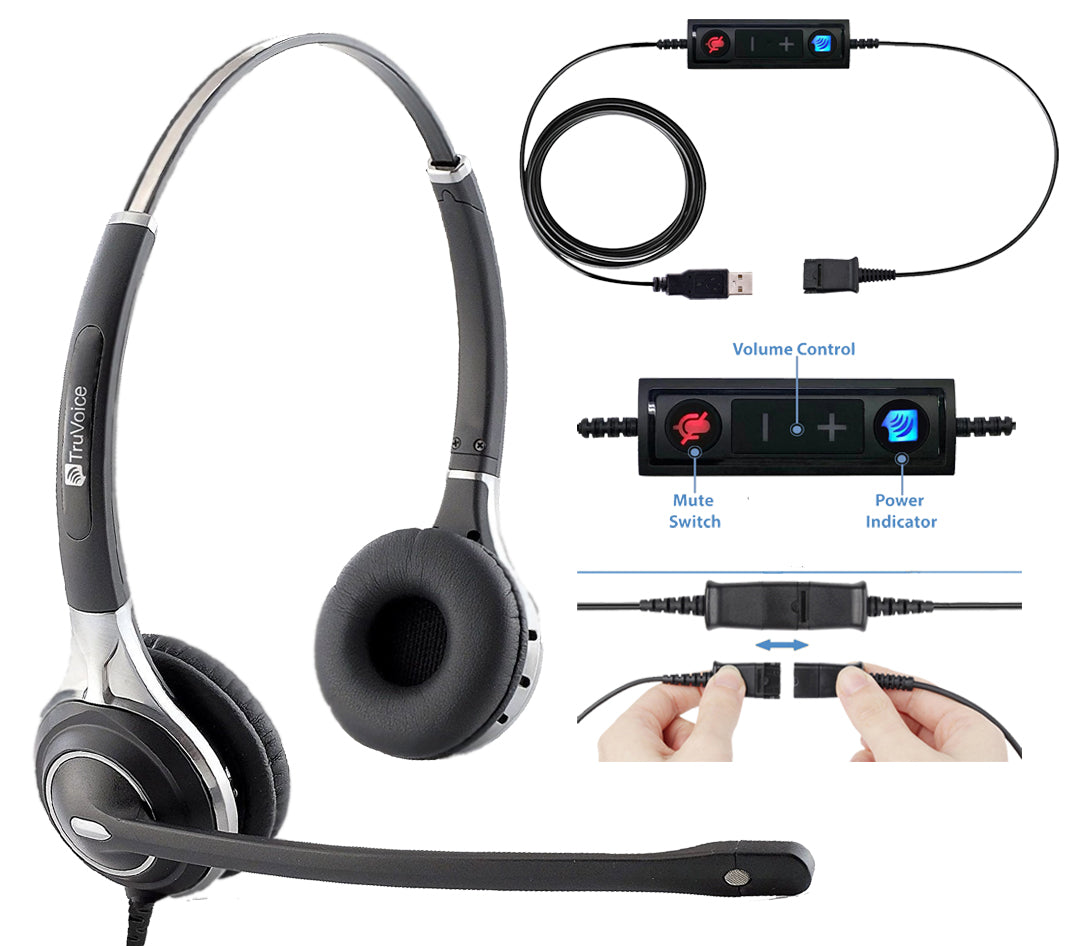 TruVoice HD-750 Binaural NC Headset With USB Adapter