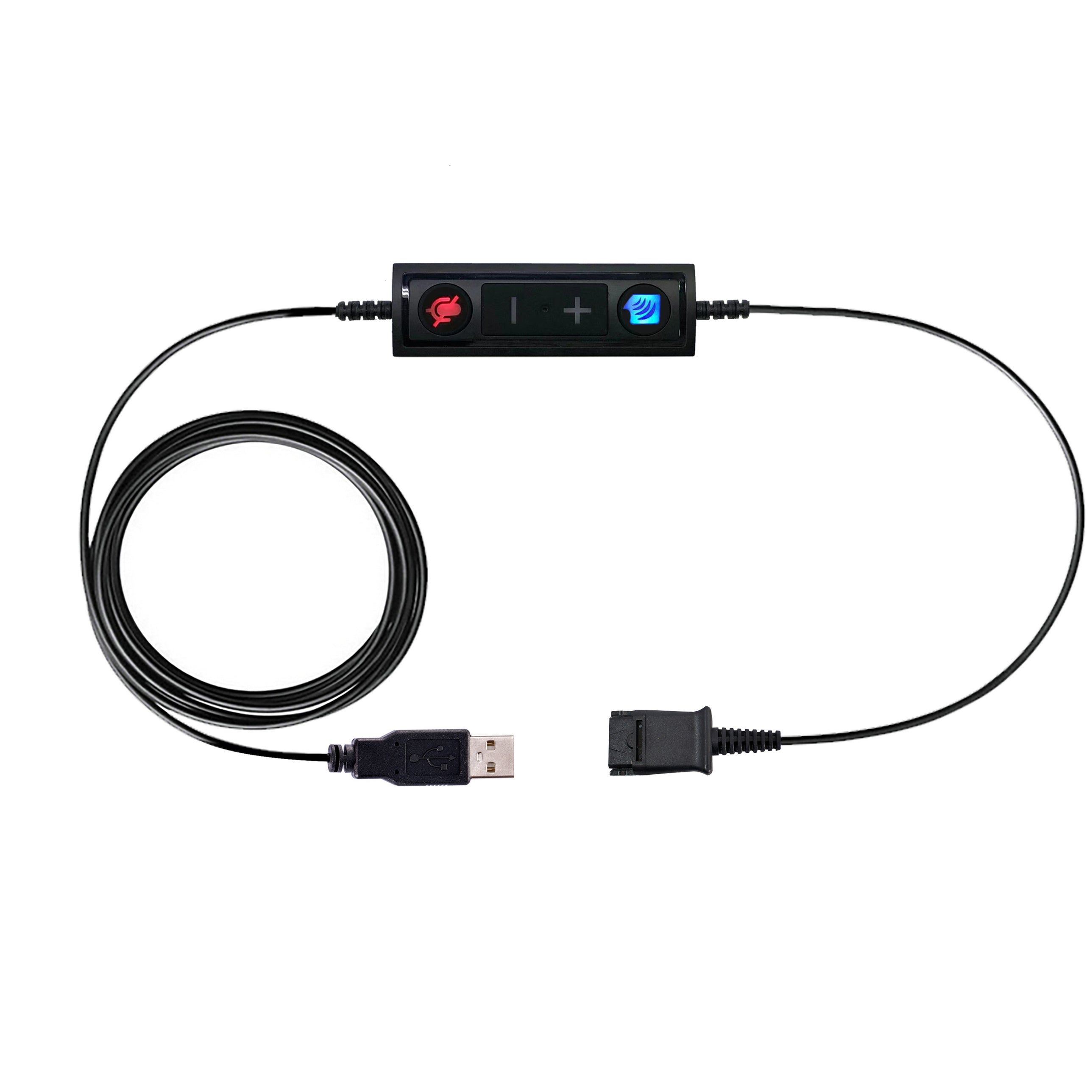 USB Adapter Cable (with volume control and mute) for TruVoice and Plantronics QD Headsets