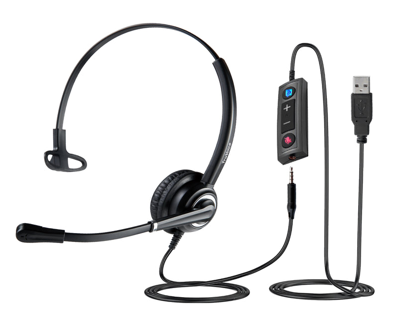 VoicePro 30 UC Single Ear USB / 3.5mm Headset with Call Control